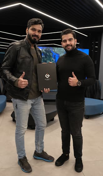 Clients receiving their completed file at the office